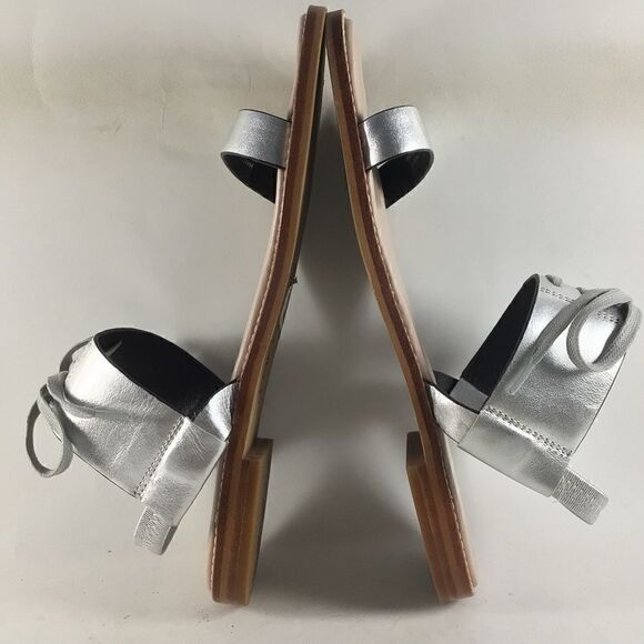 M4DE Hailey womens leather sandals lace up slides silver size 8 - Picture 6 of 8